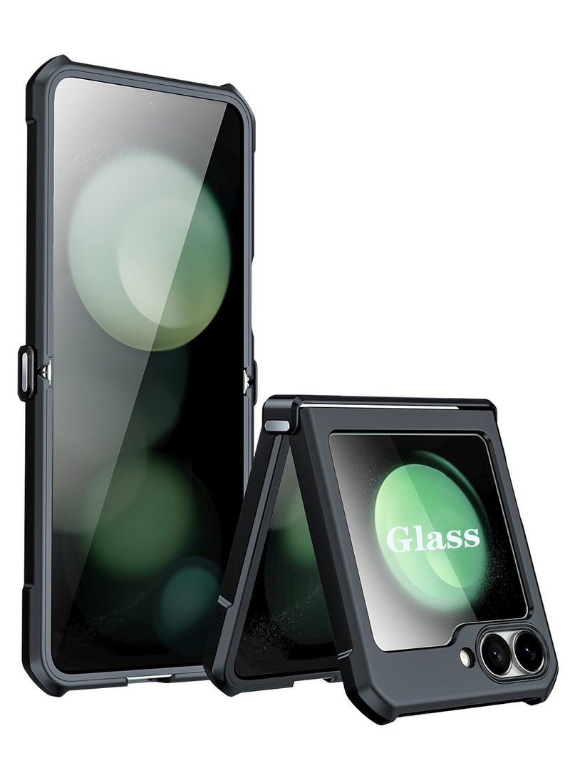 For Samsung Galaxy Z Flip 6 Case, Built-in Back Screen Glass Screen Protection, TPU Shockproof Airbag Protective Back Cover, Anti-Fingerprint Ultra-thin Full Body Protective Casing - Image 1